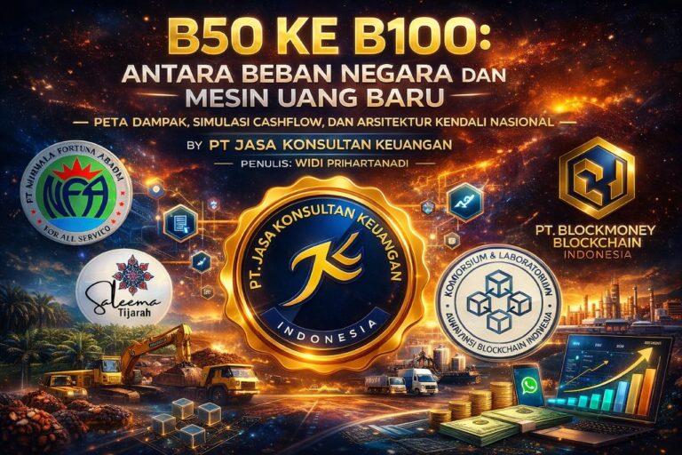 B50 KE B100: ANTARA BEBAN NEGARA DAN MESIN UANG BARU — PETA DAMPAK, SIMULASI CASHFLOW, DAN ARSITEKTUR KENDALI NASIONAL BY PT JASA KONSULTAN KEUANGAN PENULIS: WIDI PRIHARTANADI